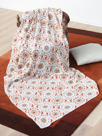 Handmade silk cashmere crochet throw