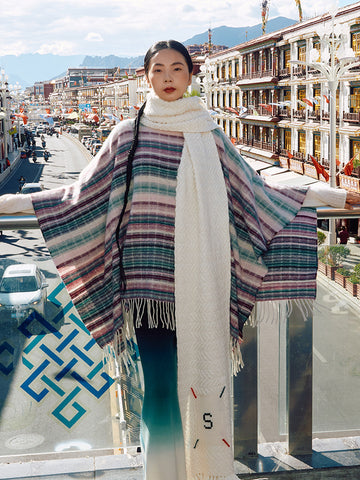 Cashmere fringe cape