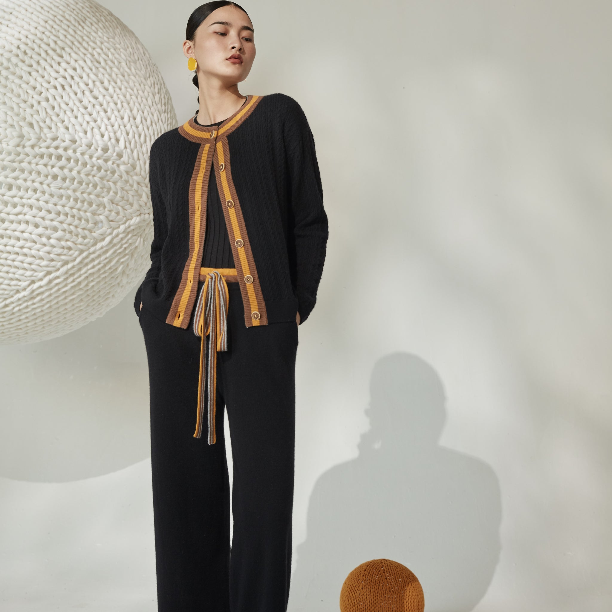 Straight-fit 100% cashmere trousers