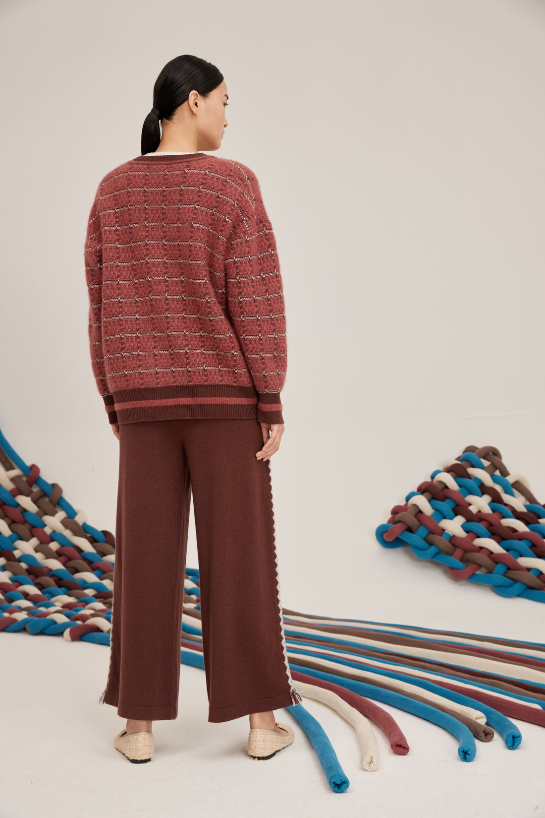 Women's V-neck silk-cashmere cardigan