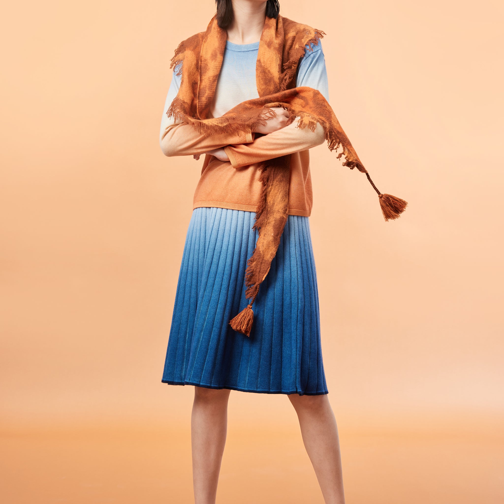 Handcrafted felting cashmere triangle scarf