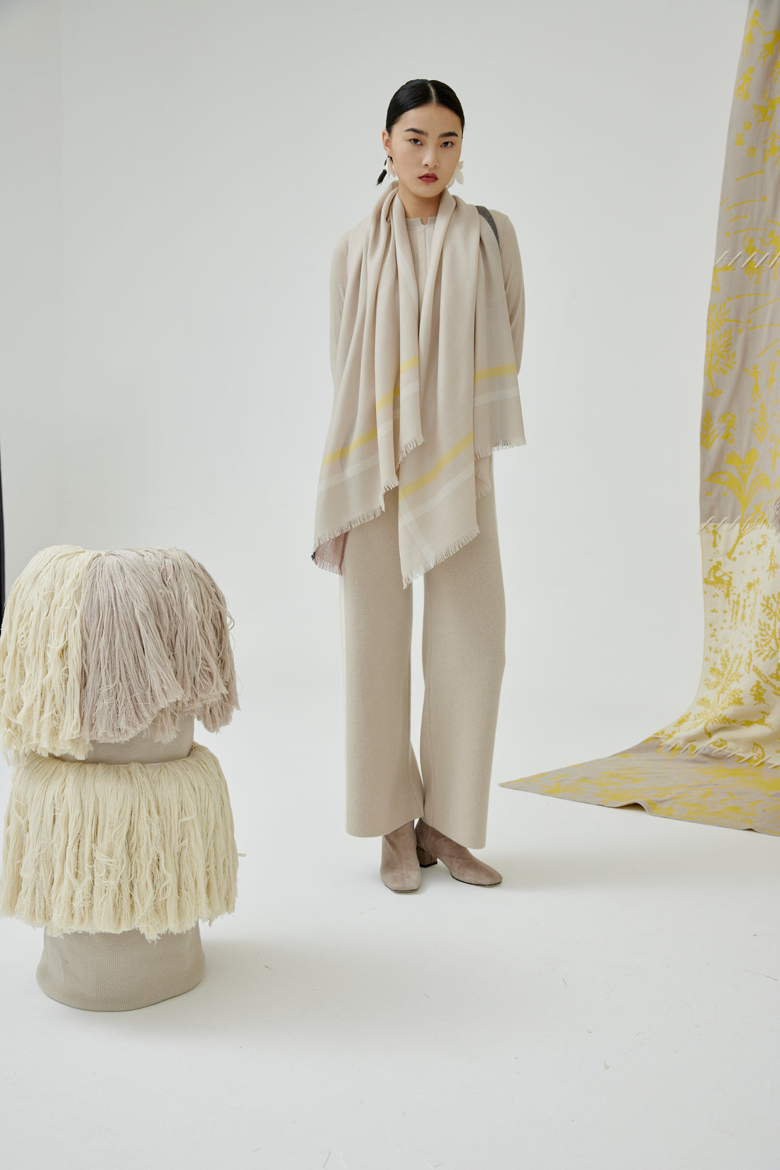 Striped cashmere scarf