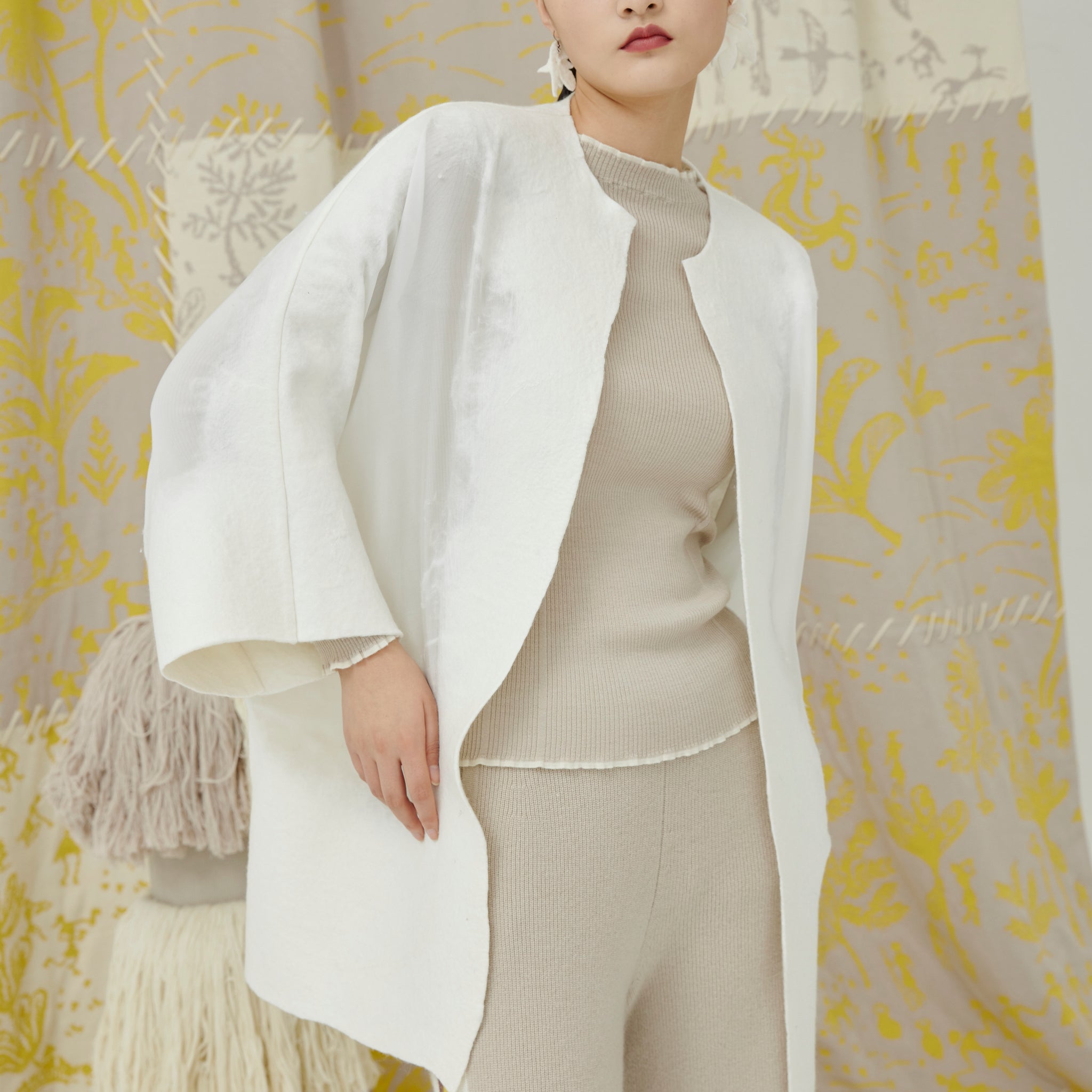 Handcrafted felt short coat joint with cashmere and silk