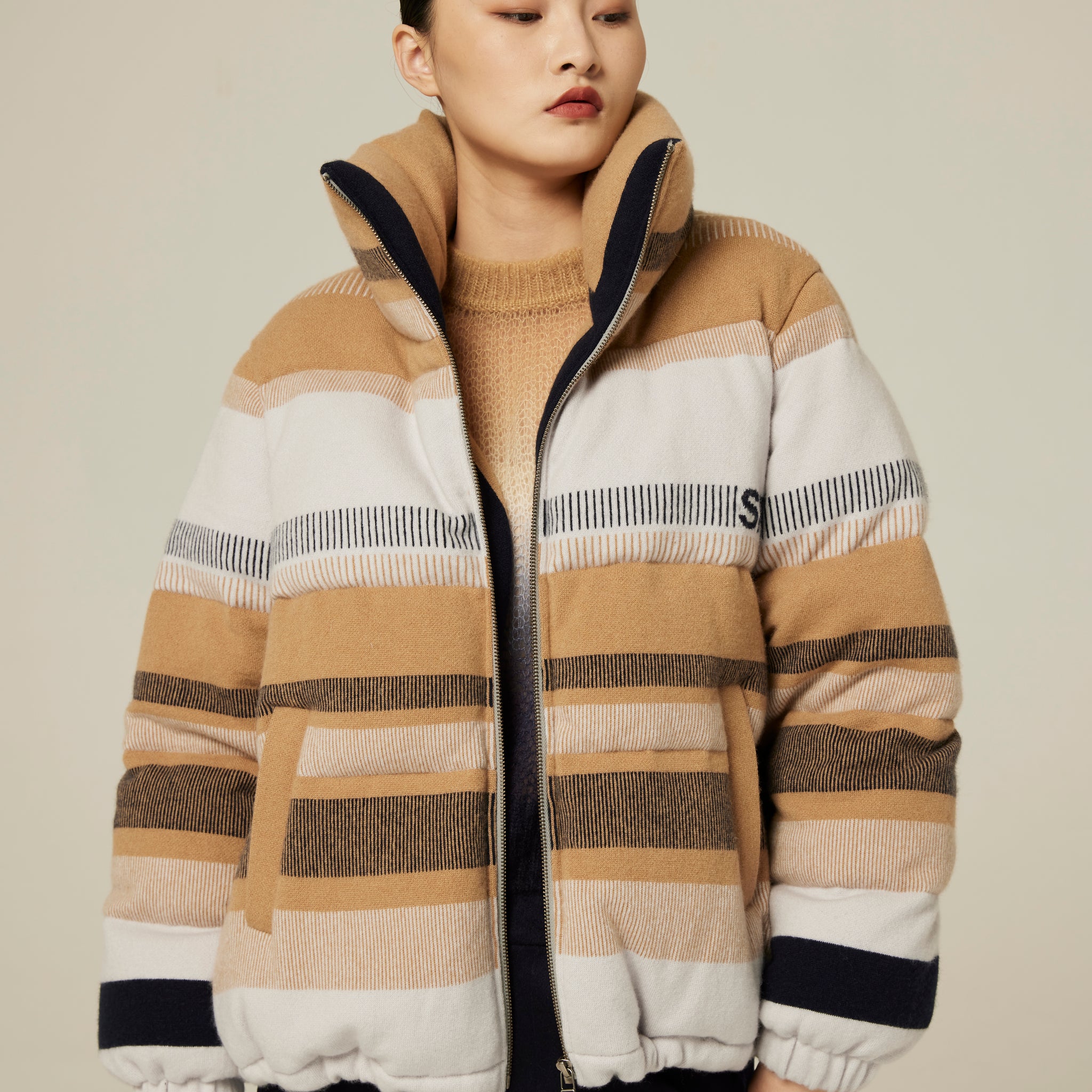 Women's cashmere covered down jacket