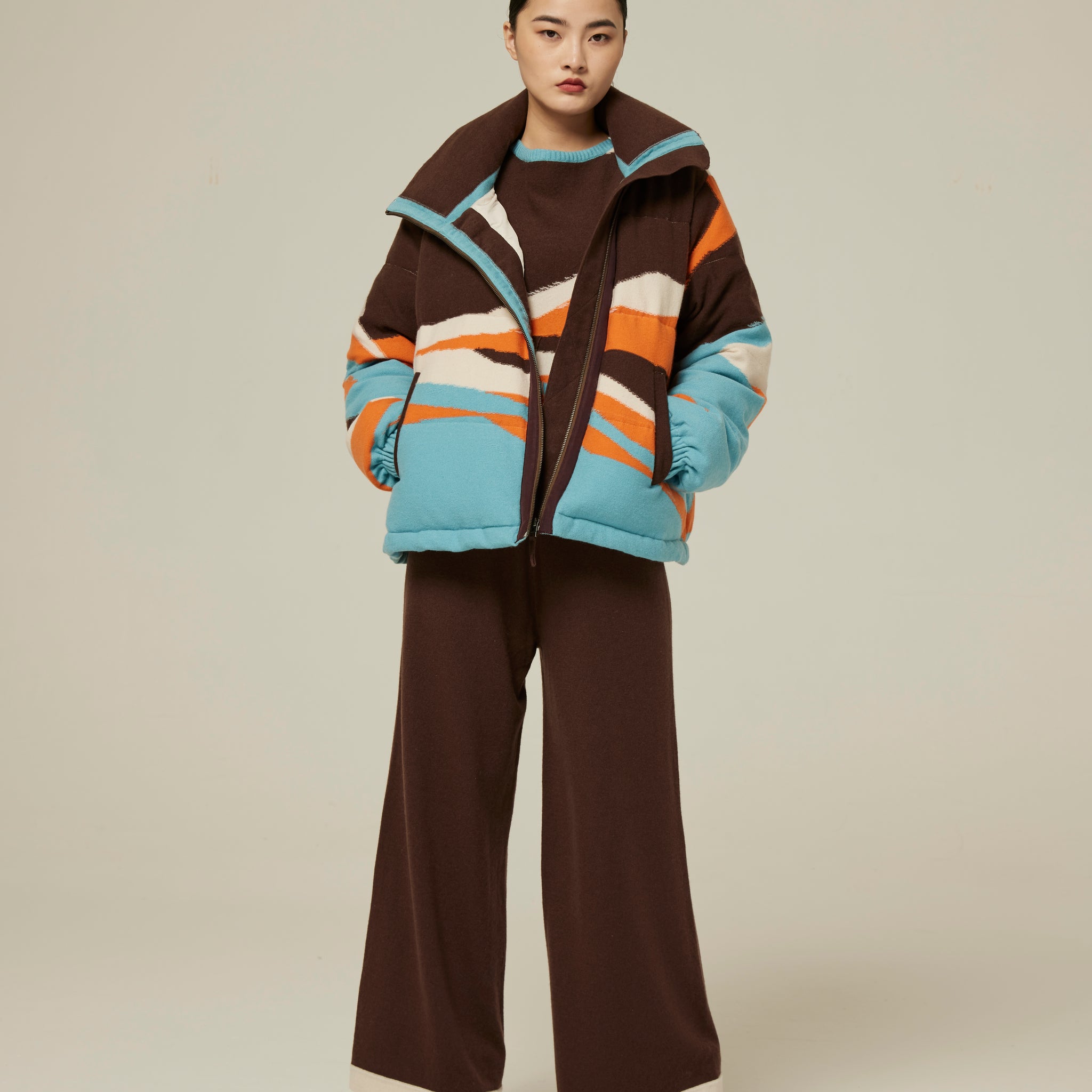 Women's cashmere covered down jacket