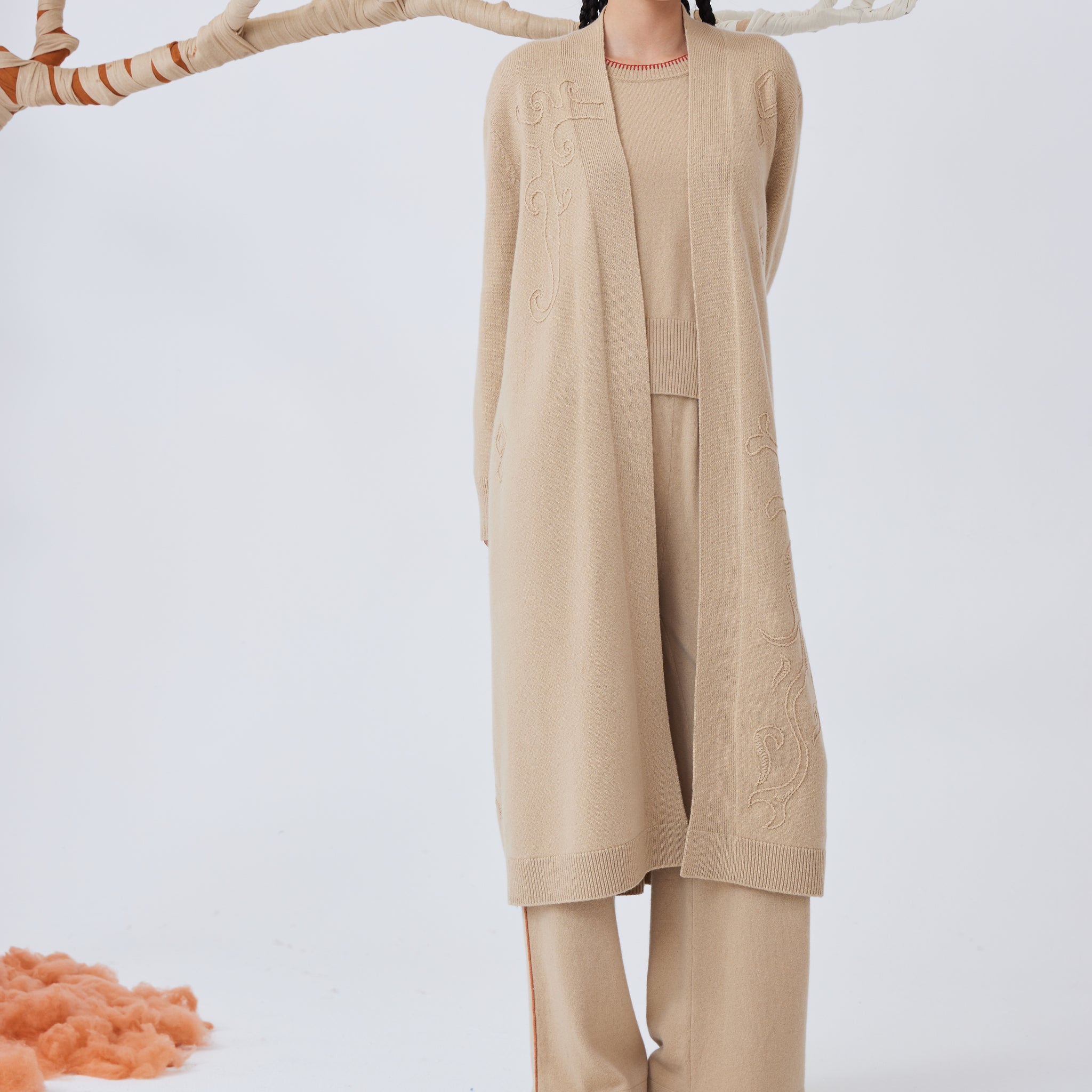 Women's handcrafted embroidered long cardigan