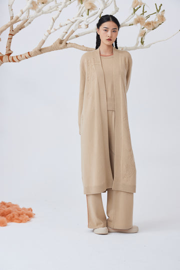 Women's handcrafted embroidered long cardigan