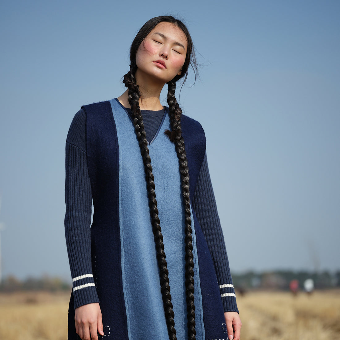 Handcrafted cashmere felt vest dress