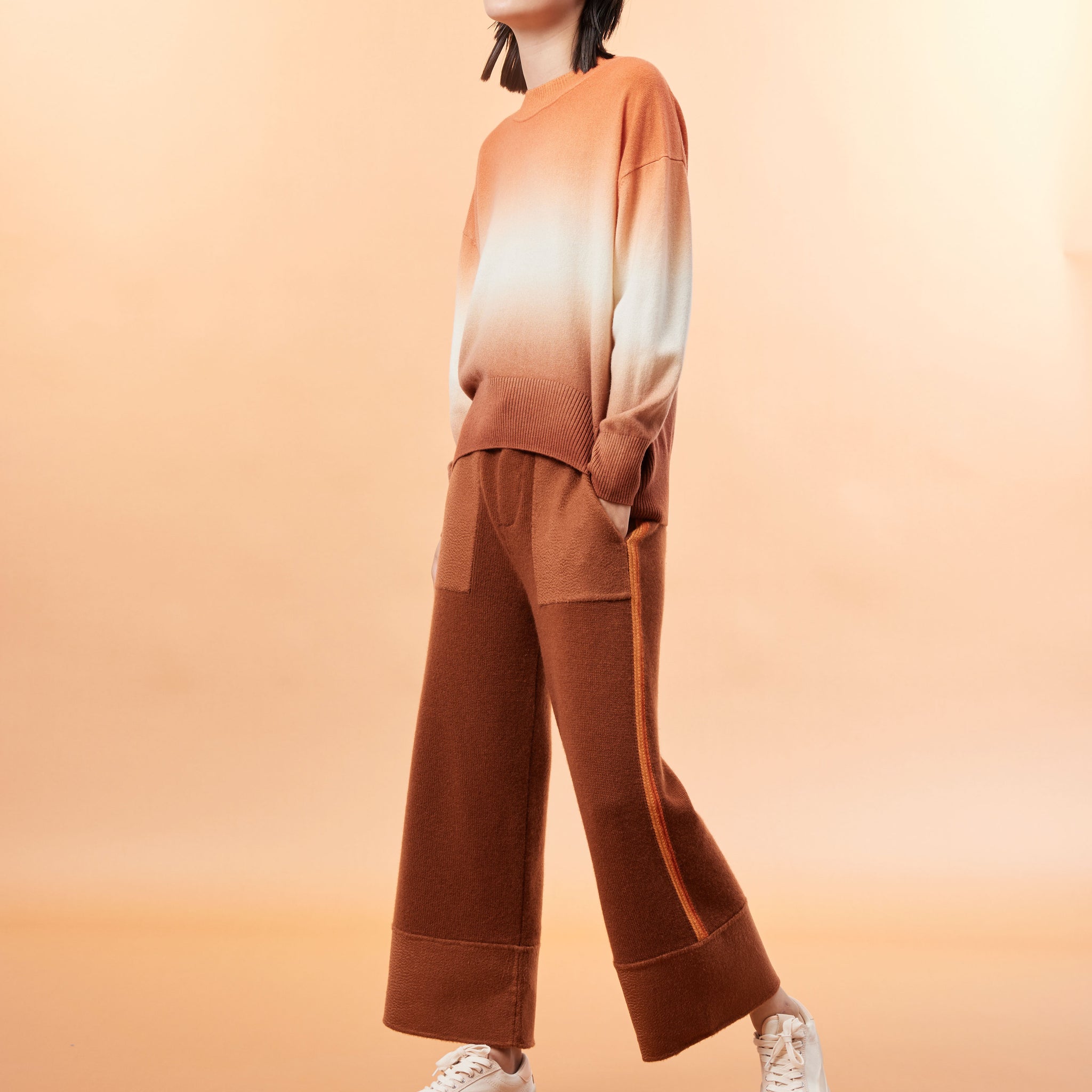 Women's dip-dyed knit cashmere top