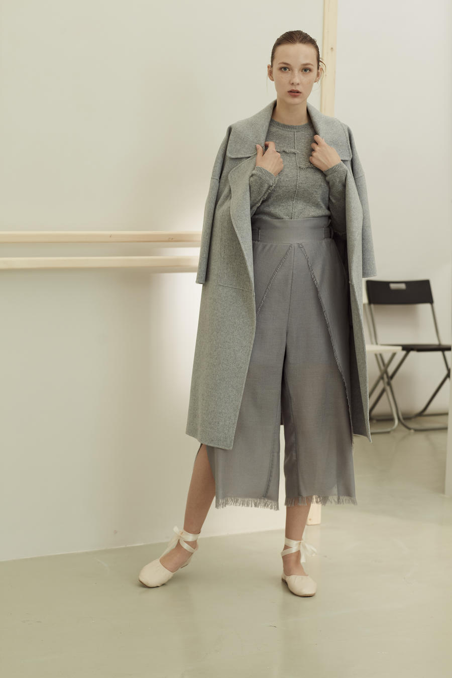 Women's hand-sewn pure cashmere double-face coat