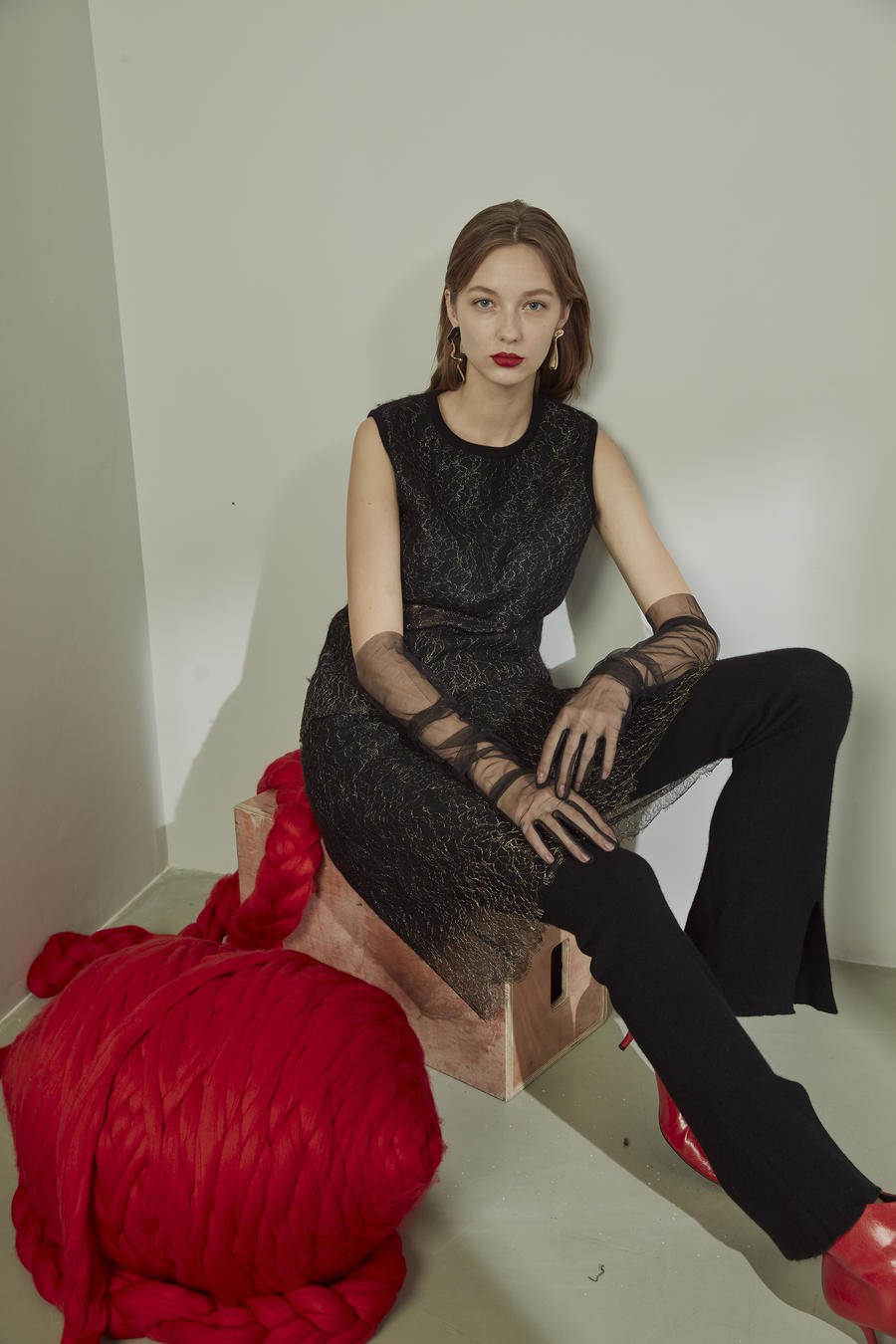 Stocking-stitch trousers