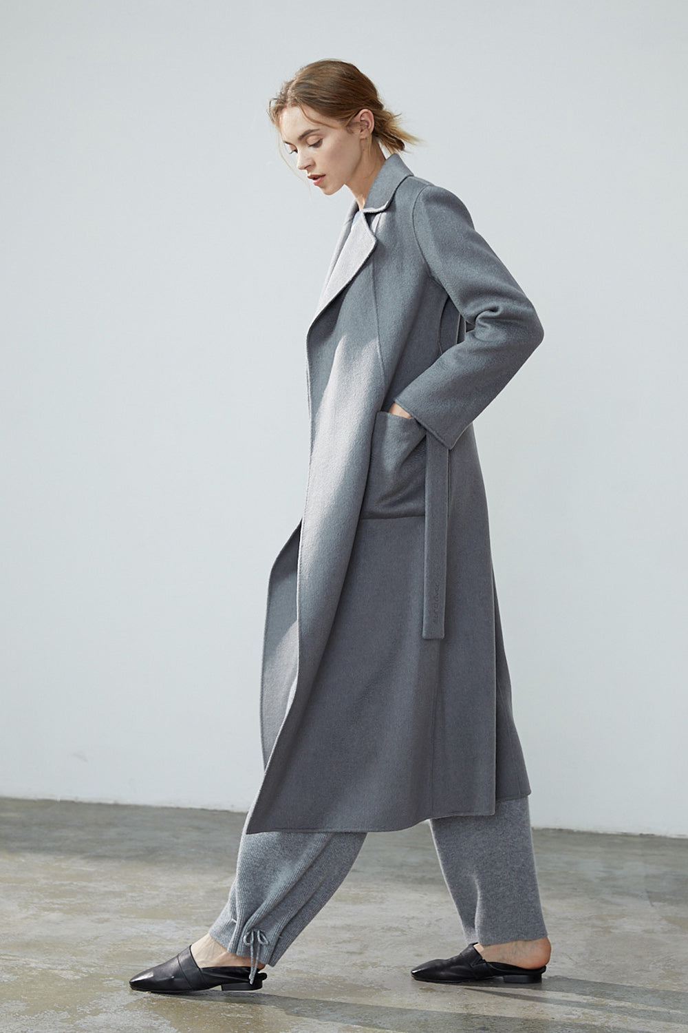 Women's hand-sewn pure cashmere double-face coat