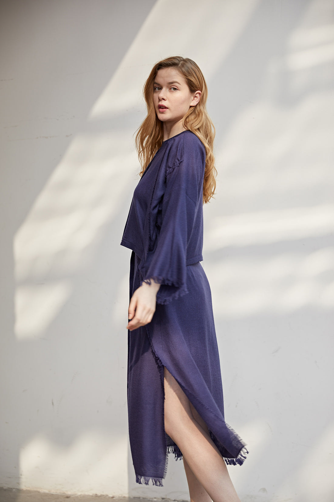 Super fine cashmere cropped cardigan / Super fine cashmere maxi skirt